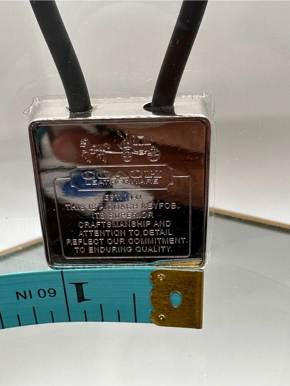 COACH Silver Horse & Carriage Logo Plate Keyfob Keychain New!!!